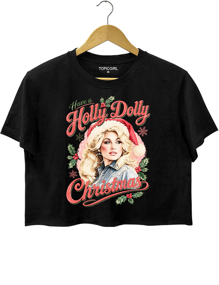 Have A Holly Dolly Christmas Vintage Crop Top