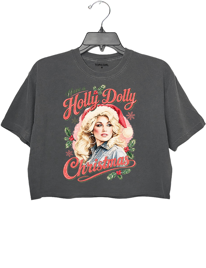 Have A Holly Dolly Christmas Vintage Crop Top