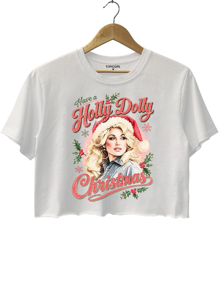 Have A Holly Dolly Christmas Vintage Crop Top