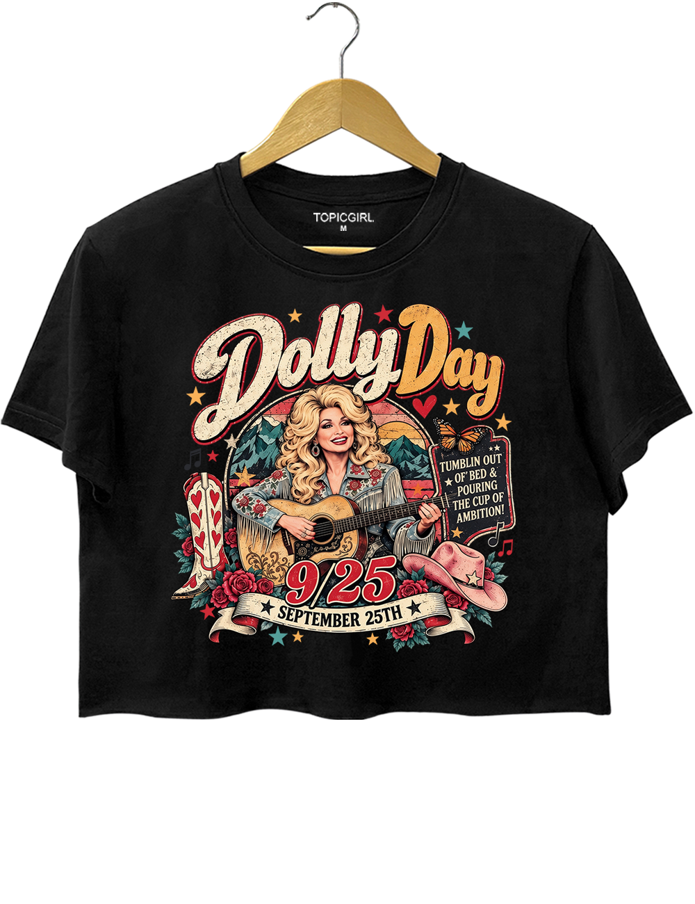 Dolly Day 9 To 5 Country Music Crop Top