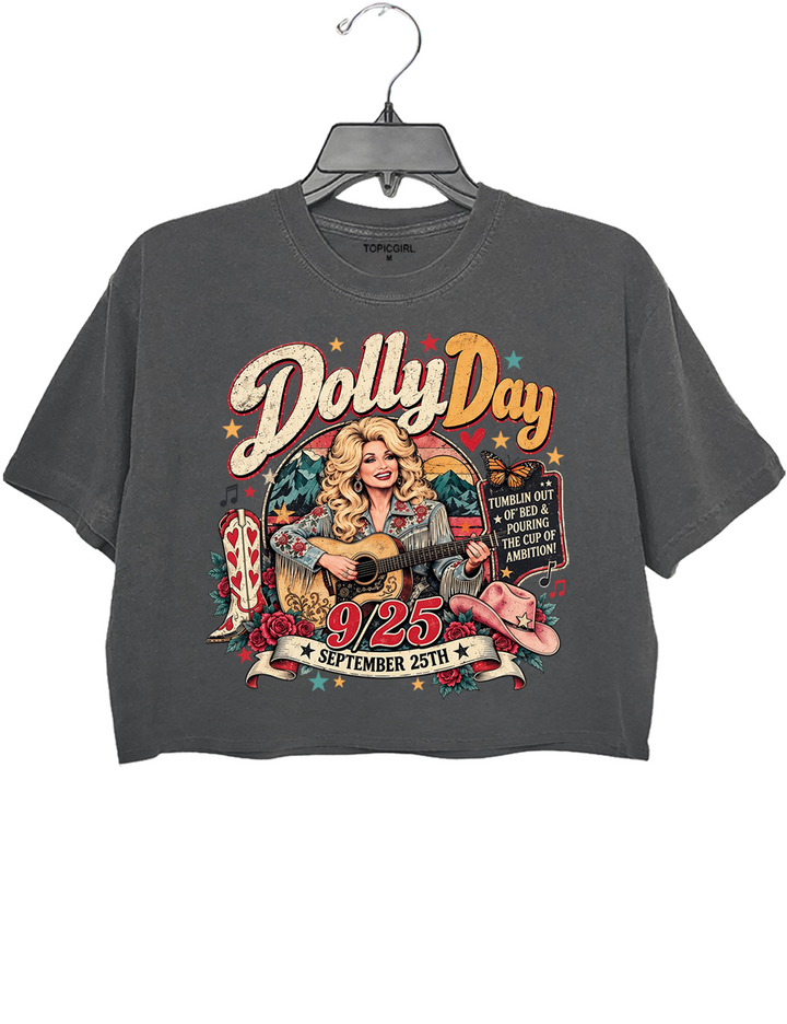 Dolly Day 9 To 5 Country Music Crop Top