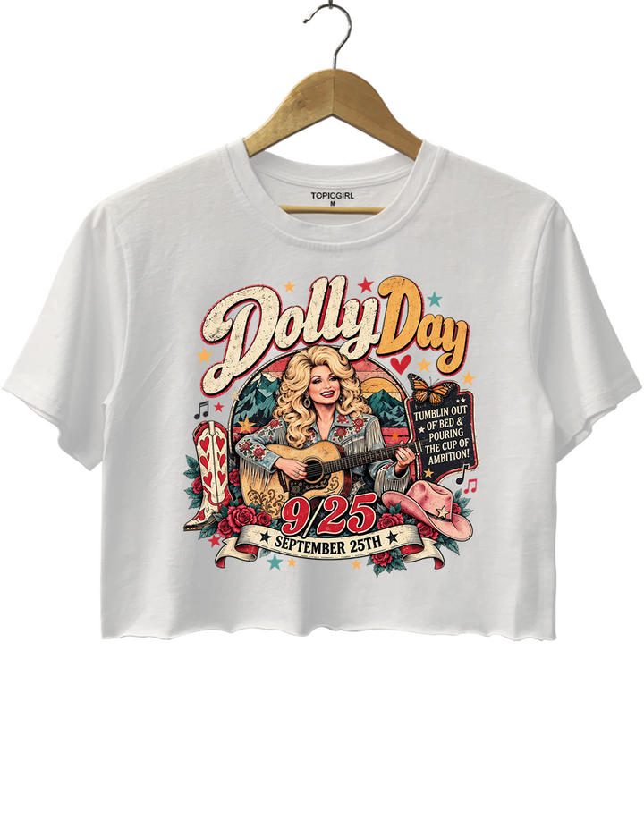 Dolly Day 9 To 5 Country Music Crop Top