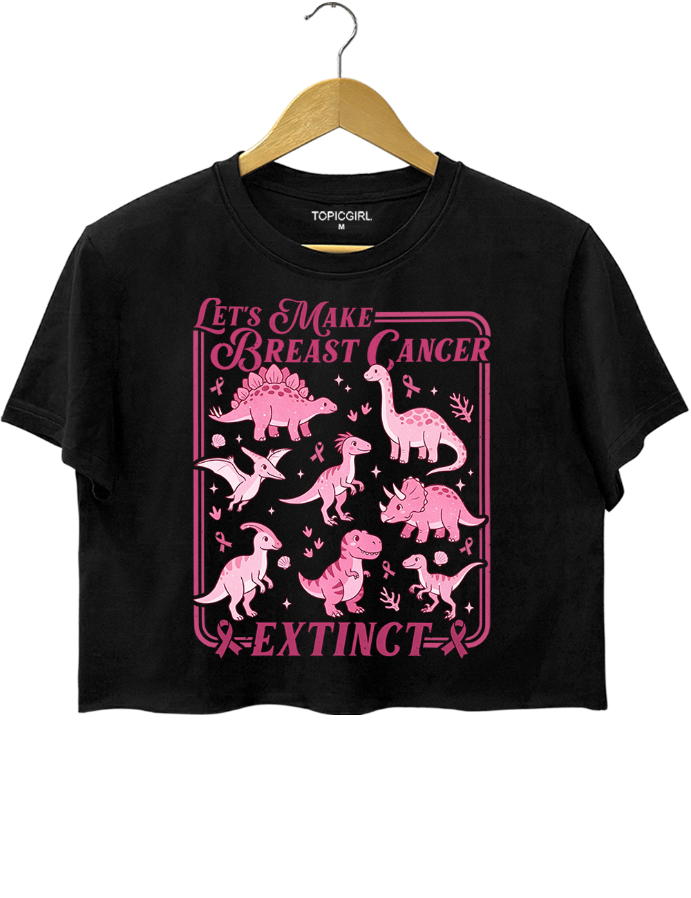 Breast Cancer Dinosaur Crop Top