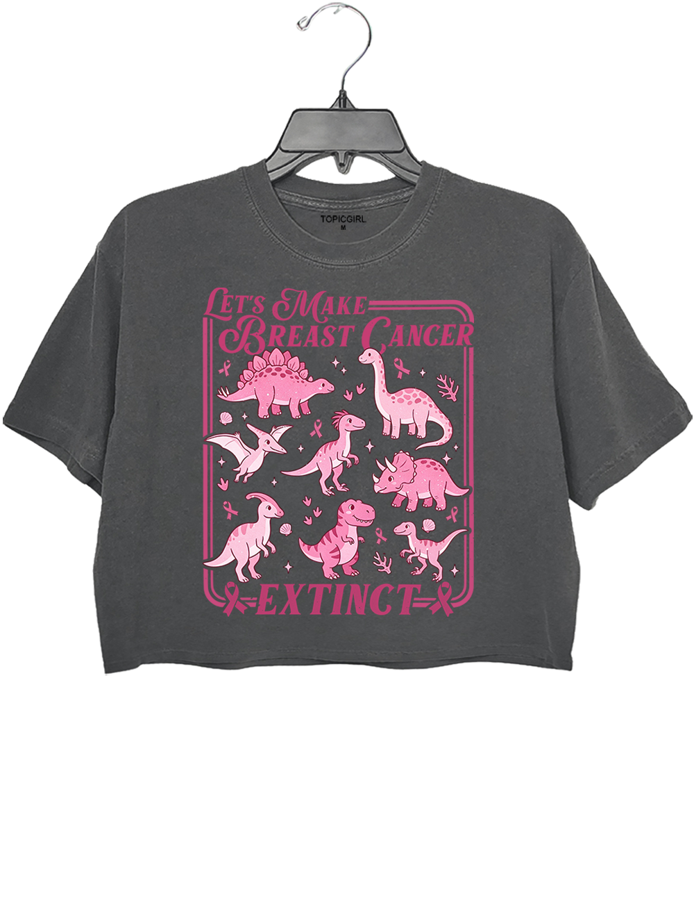 Breast Cancer Dinosaur Crop Top