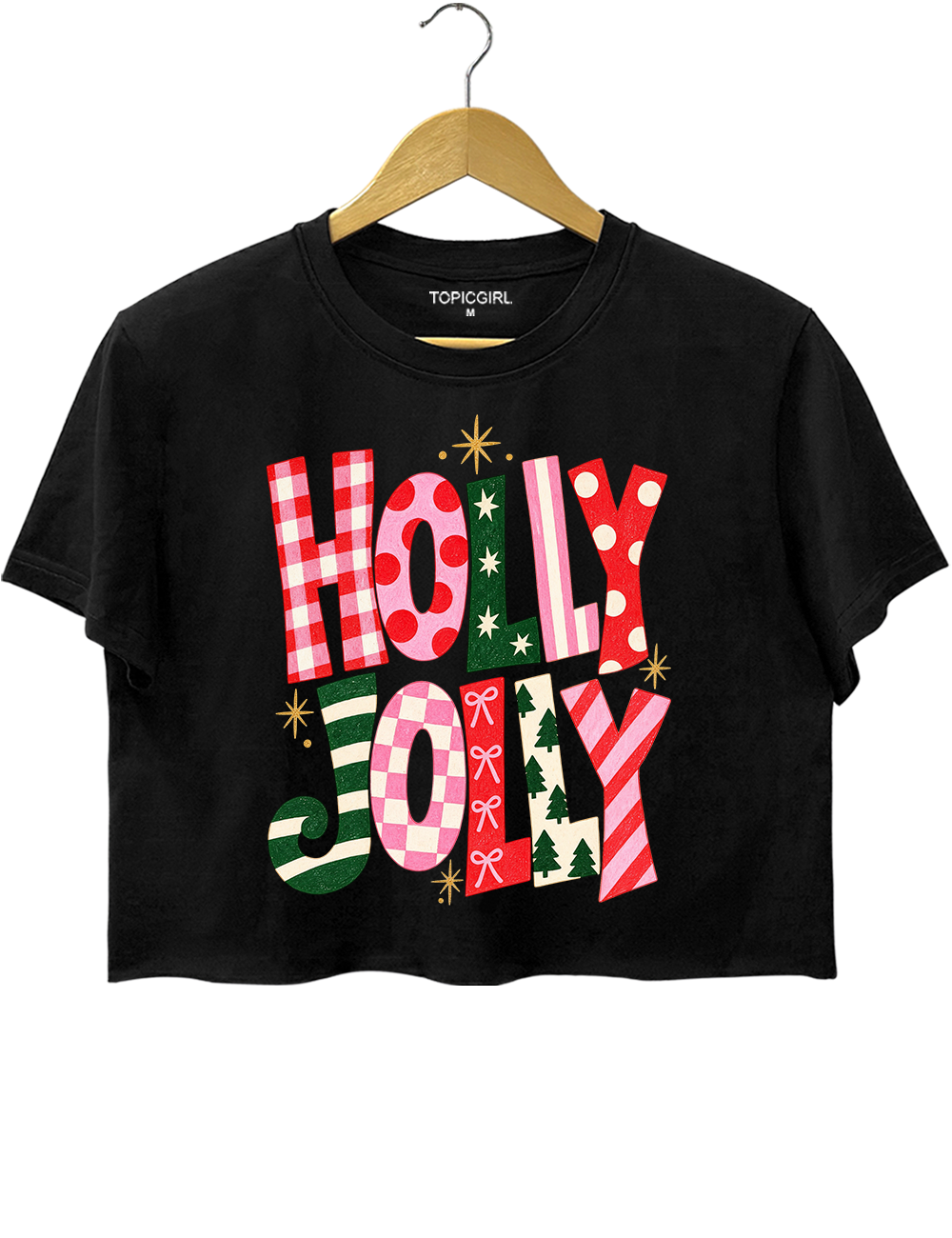 Retro Christmas Holly Jolly Crop Top