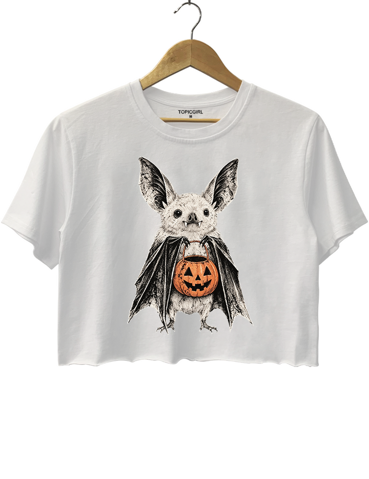 Retro Halloween Bat Crop Top