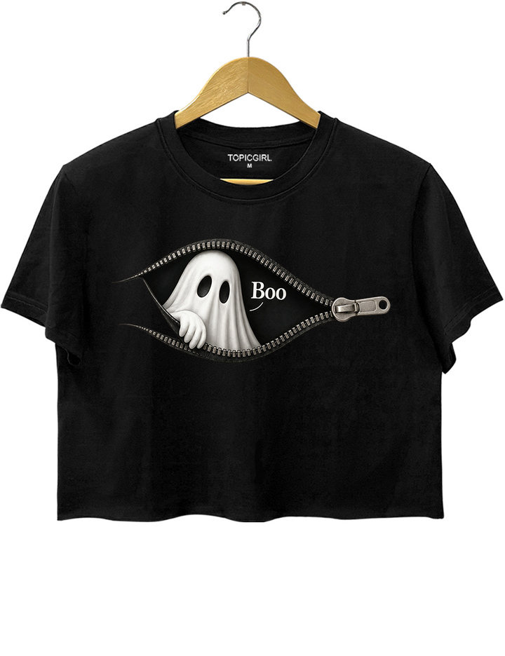 Boo Ghost Halloween Crop Top