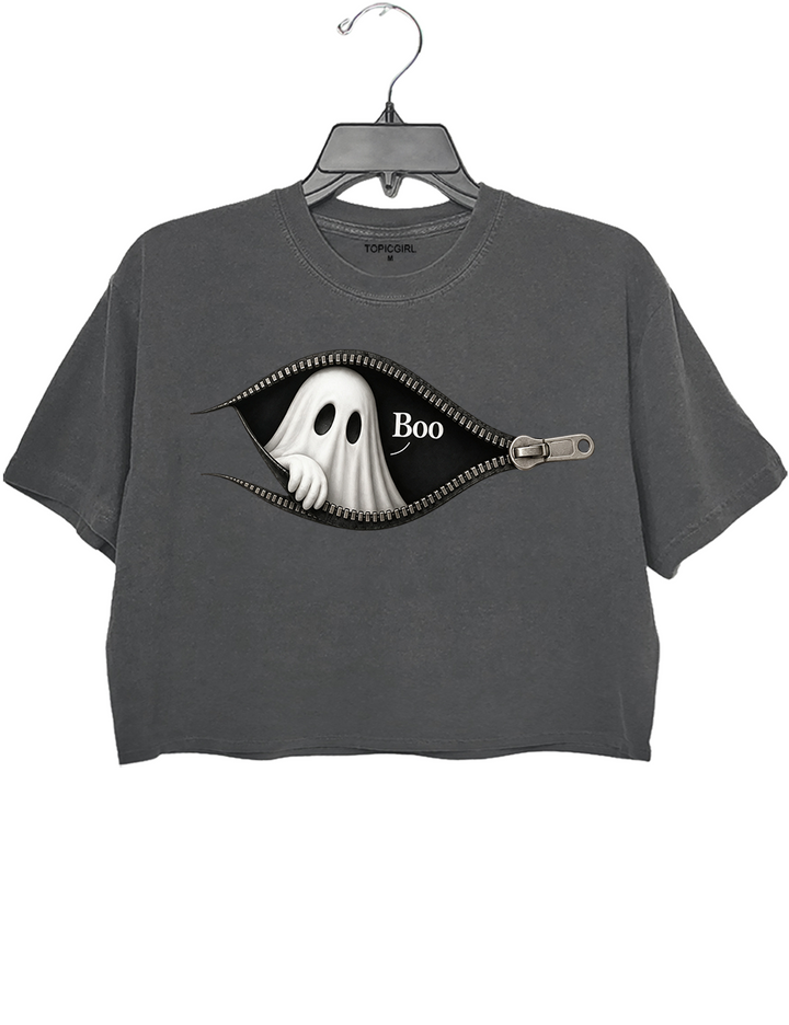 Boo Ghost Halloween Crop Top