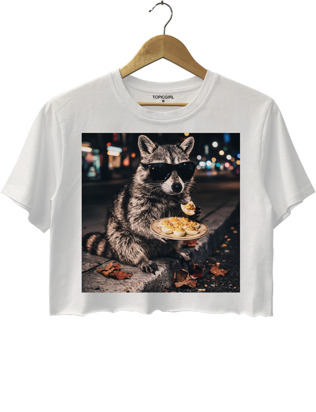 Deviled Eggs Raccoon Crop Top
