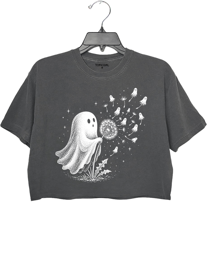 Cute Ghost Blowing Dandelion Crop Top