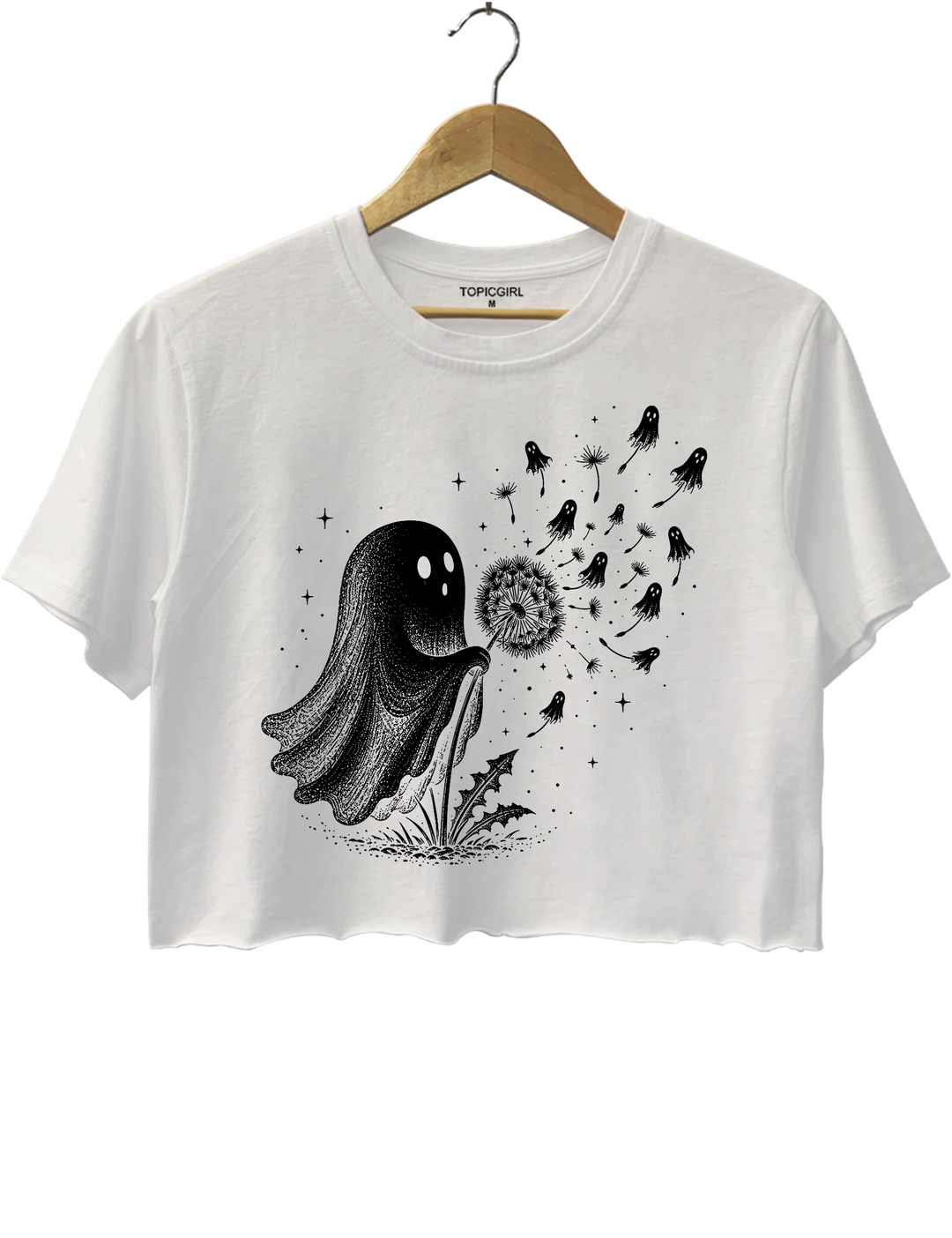 Cute Ghost Blowing Dandelion Crop Top