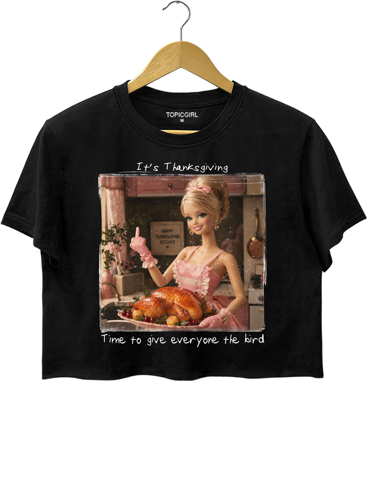 Funny Thanksgiving Doll Face Crop Top