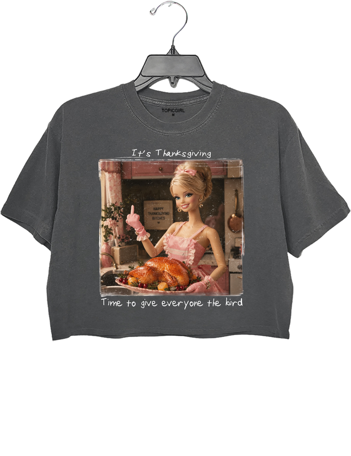 Funny Thanksgiving Doll Face Crop Top