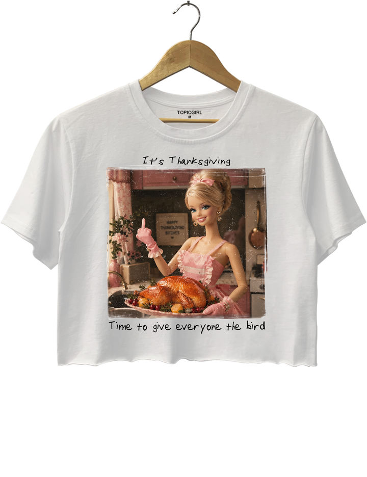 Funny Thanksgiving Doll Face Crop Top