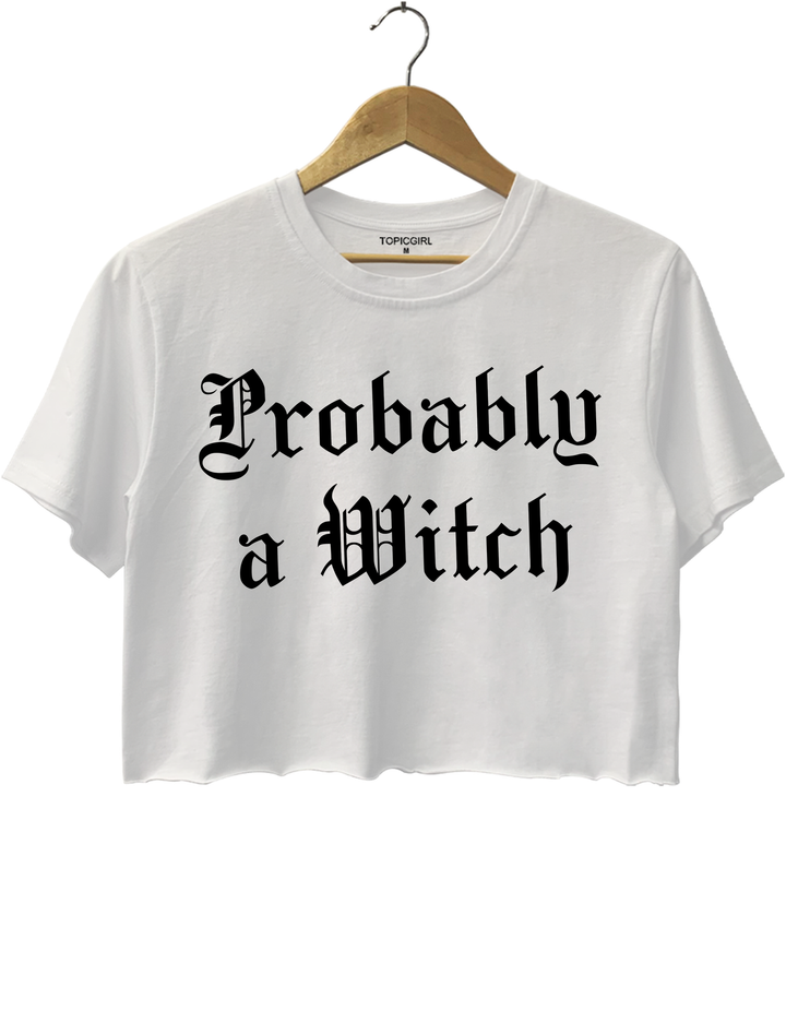 Probably A Witch Crop Top - White