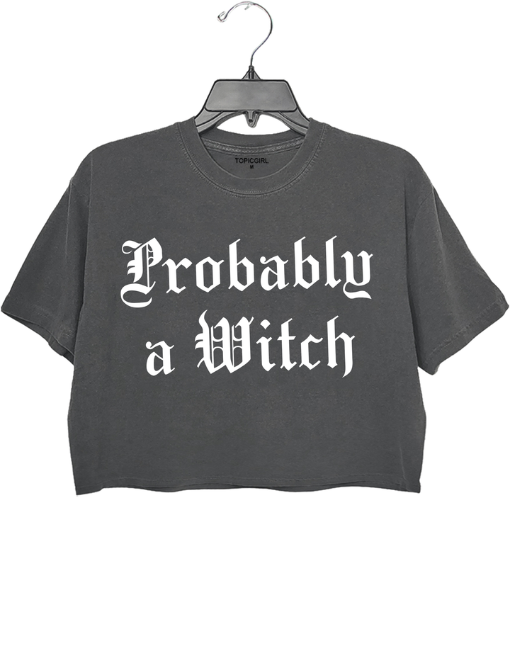 Probably A Witch Crop Top - Gray
