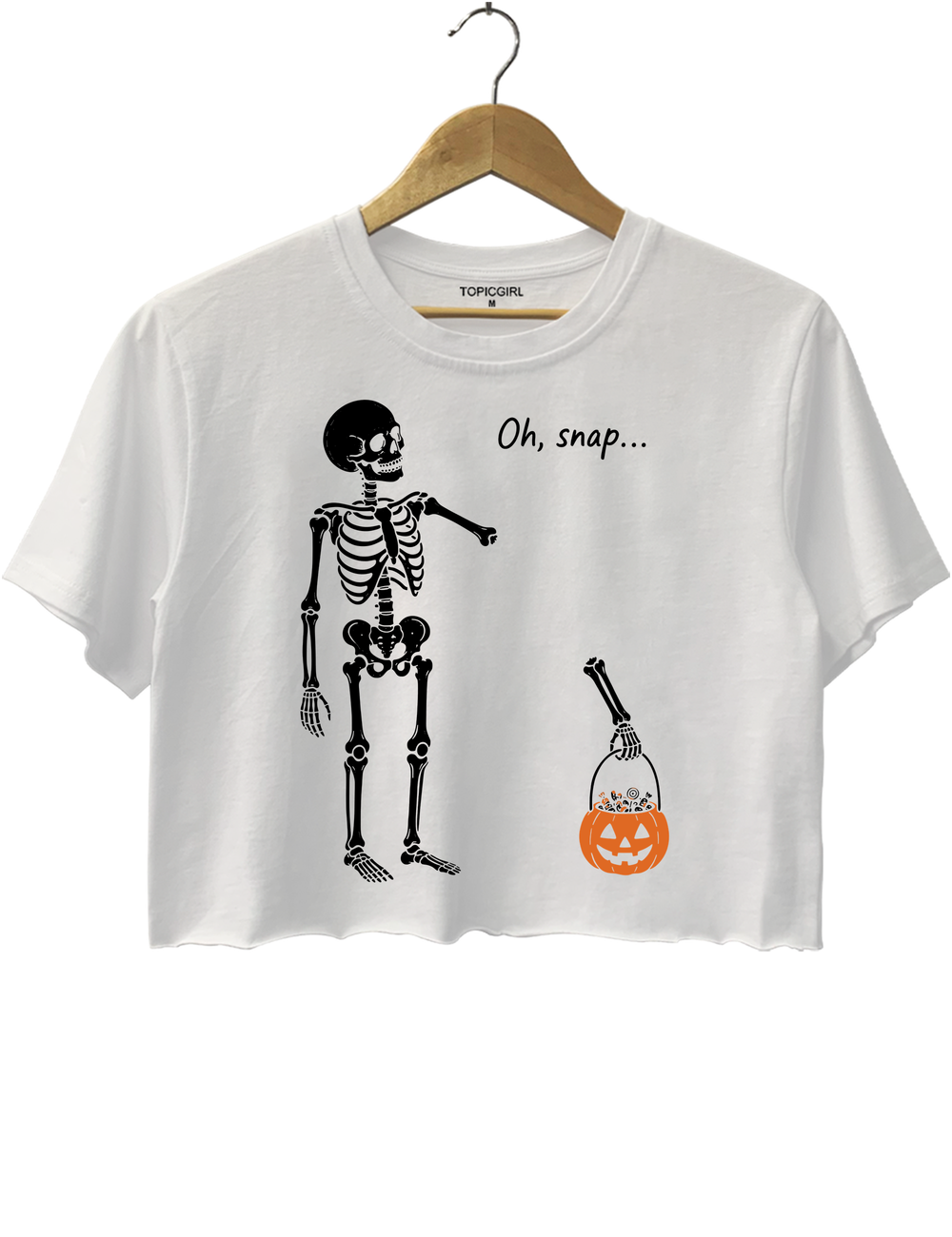 Oh Snap Skeleton Crop Top - White