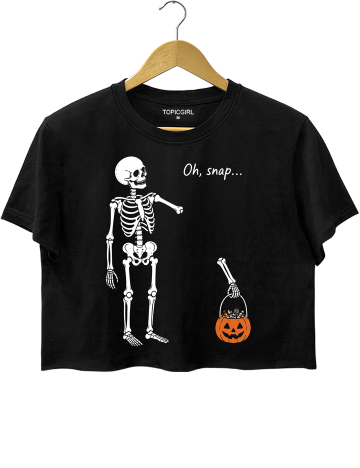Oh Snap Skeleton Crop Top - Black