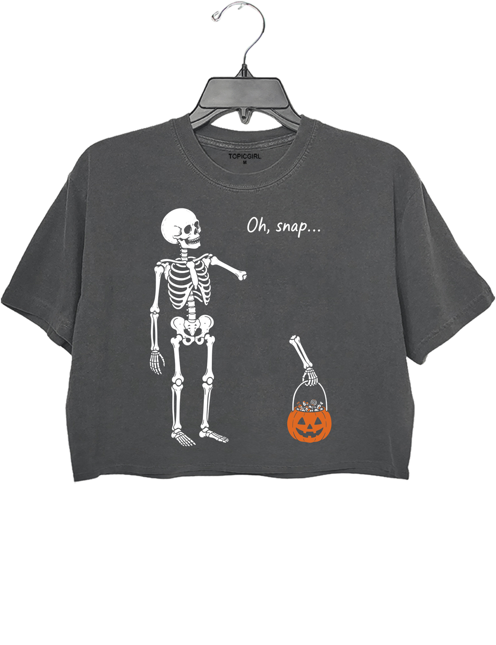 Oh Snap Skeleton Crop Top - Gray