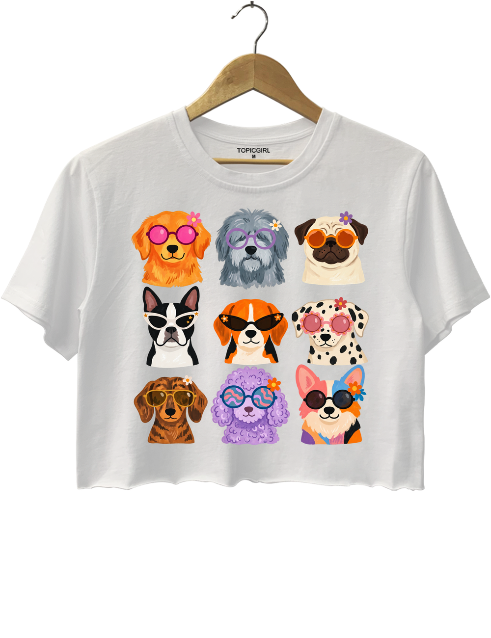 Cool Dogs Sunglasses Crop Top - White