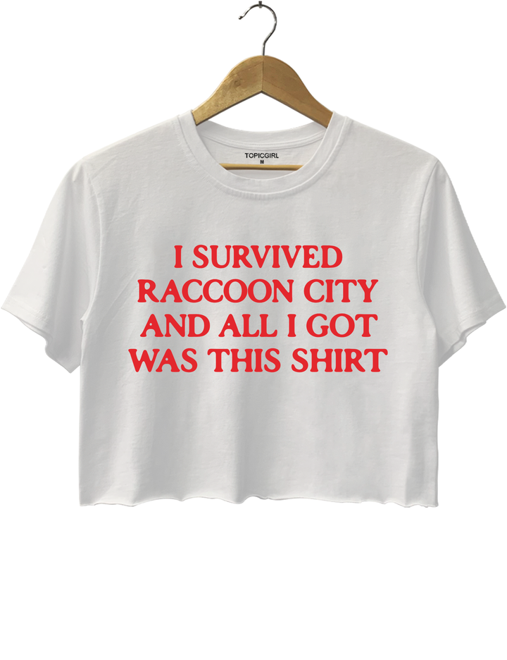 I Survived Raccoon City Resident Evil Crop Top - White