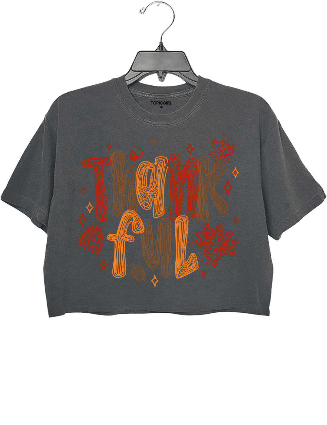 Thankful Crop Top - Gray