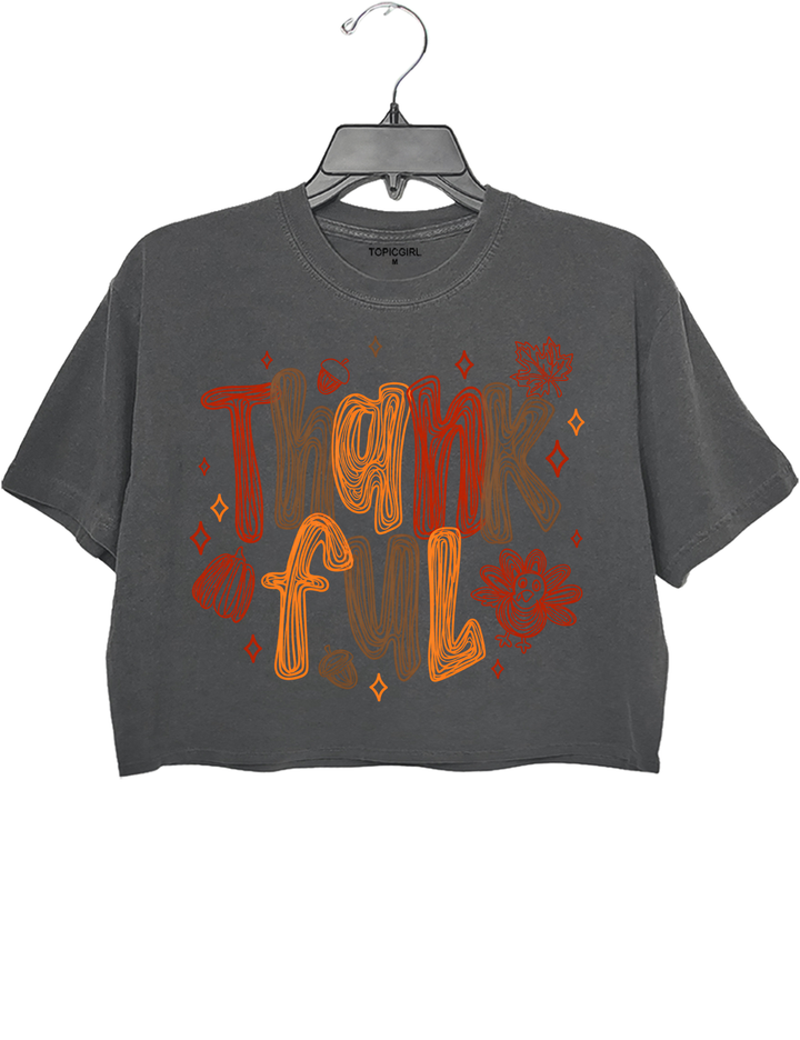 Thankful Crop Top - Gray