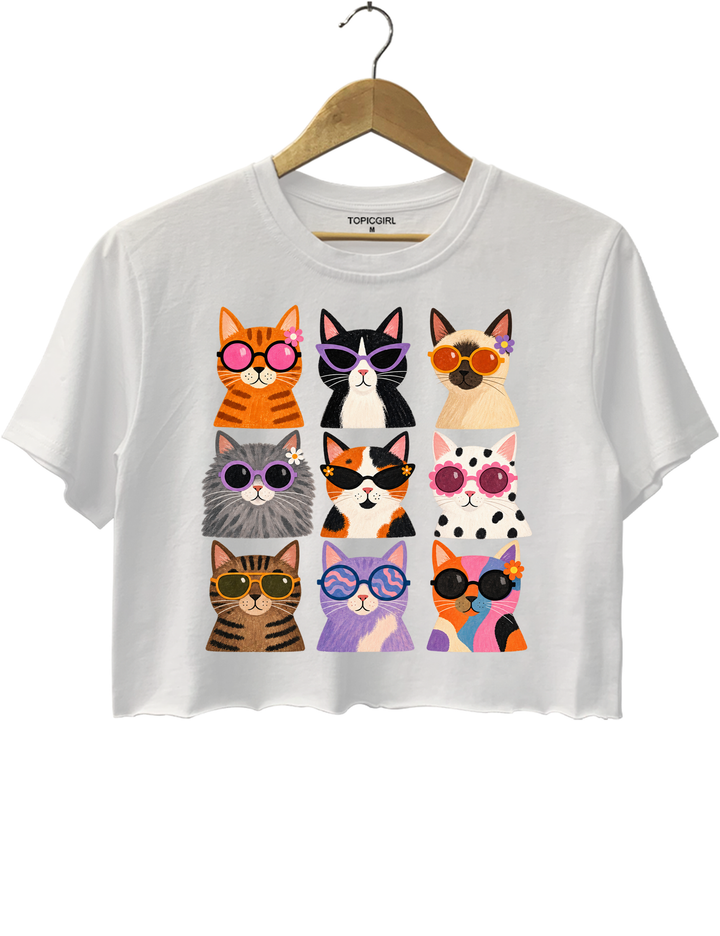 Cool Cats Sunglasses Crop Top