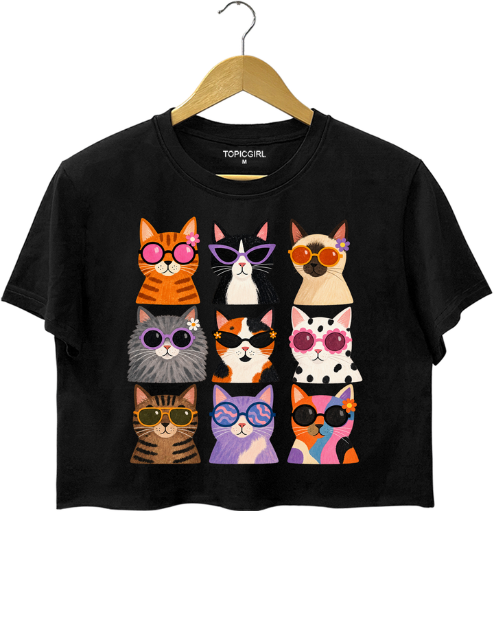 Cool Cats Sunglasses Crop Top