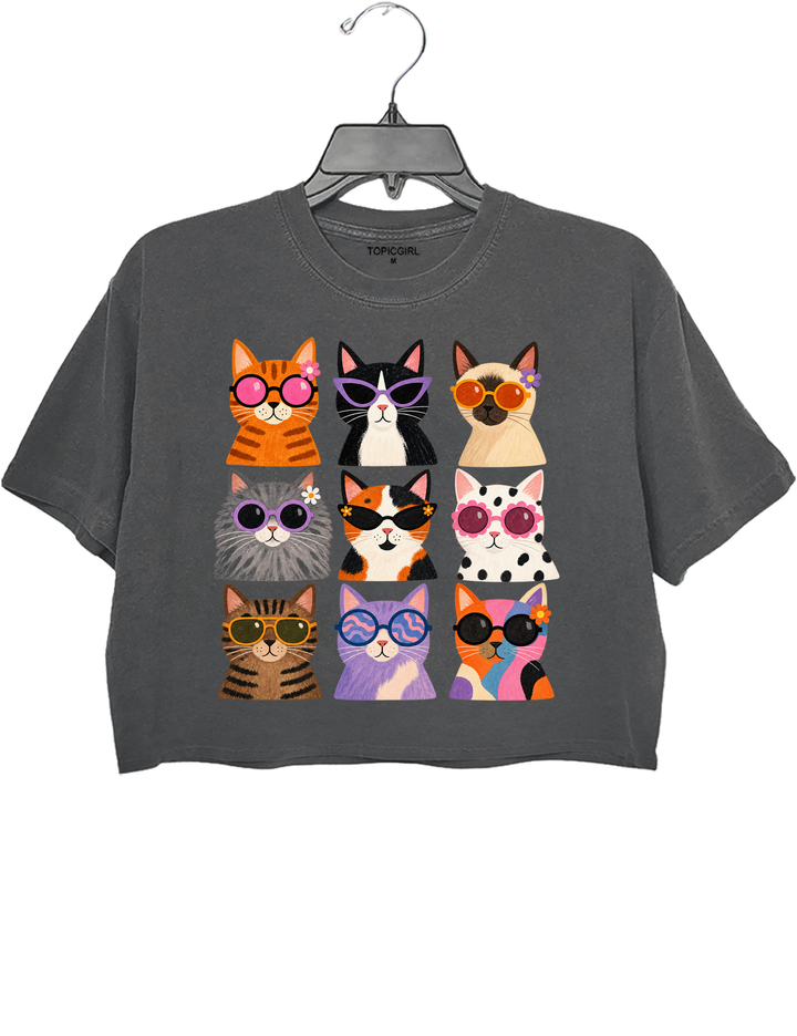 Cool Cats Sunglasses Crop Top