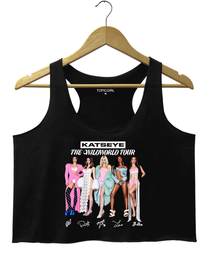 KATSEYE Girls 2026 World Tour Crop Tank Top - Black