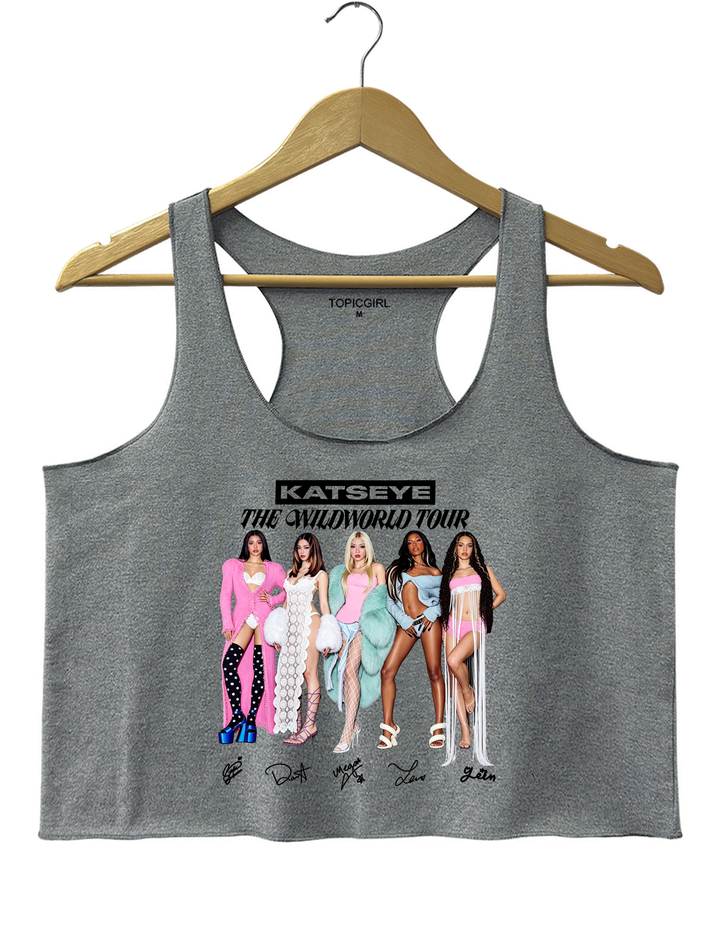KATSEYE Girls 2026 World Tour Crop Tank Top - Gray
