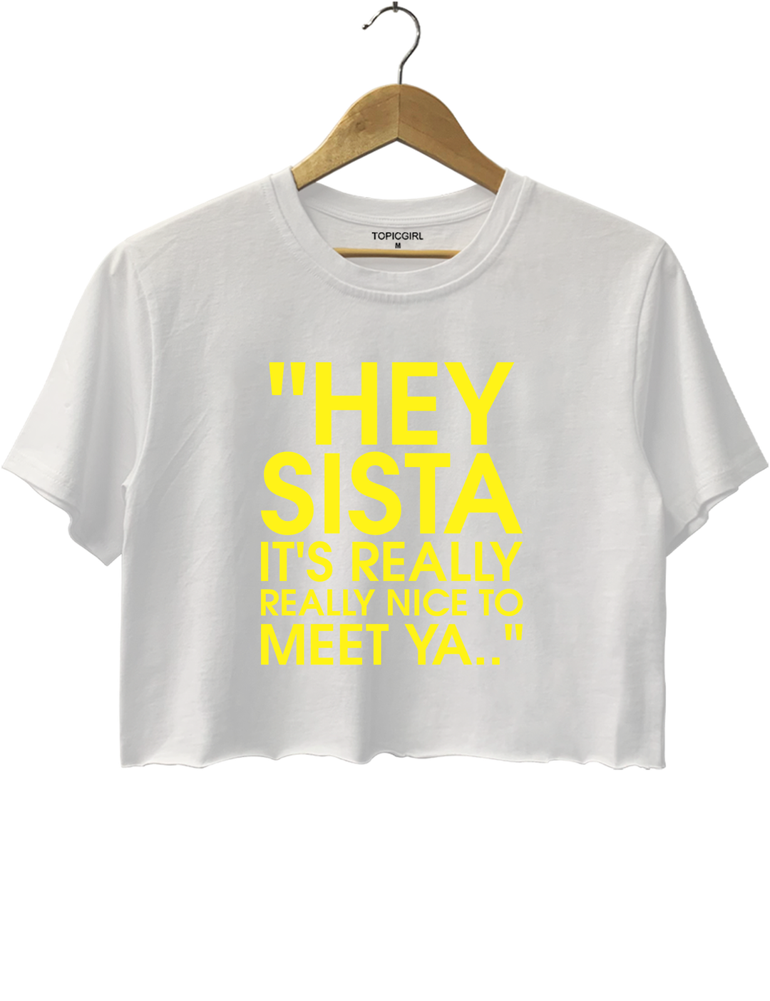 Hey Sista Graphic Crop Top - White