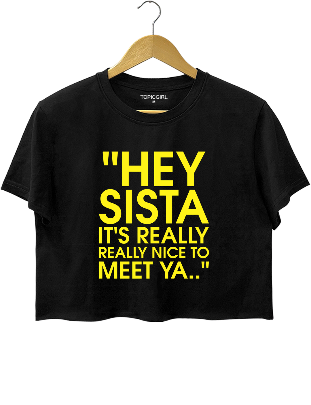 Hey Sista Graphic Crop Top - Black