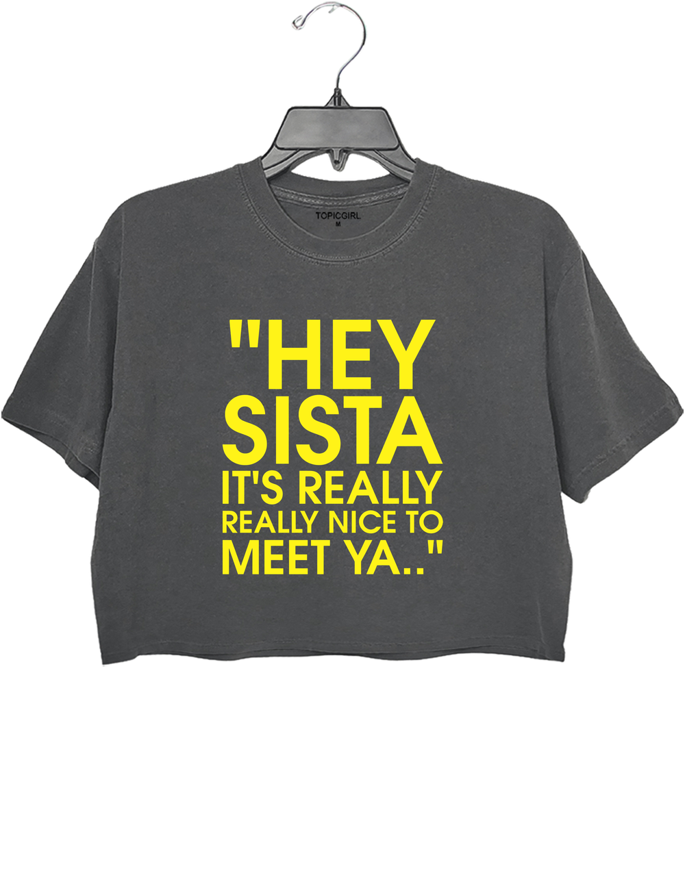 Hey Sista Graphic Crop Top - Gray