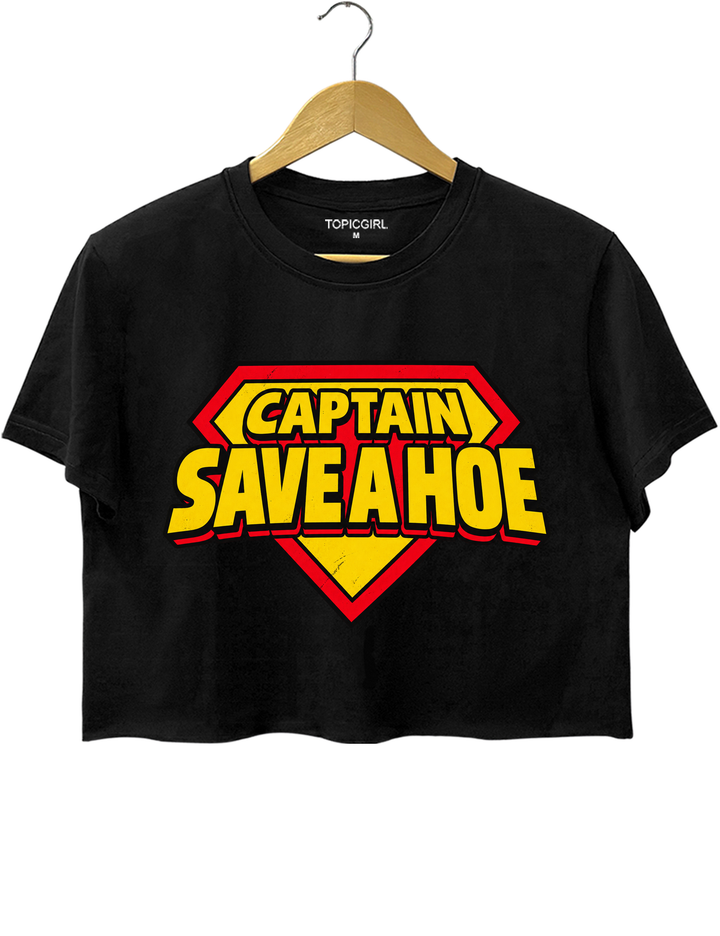 Captain Save A Hoe Crop Top - Black