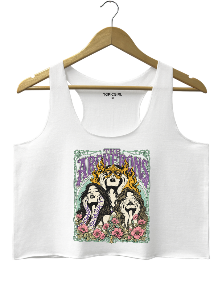 ACOTAR Archeron Sisters Crop Tank Top - White