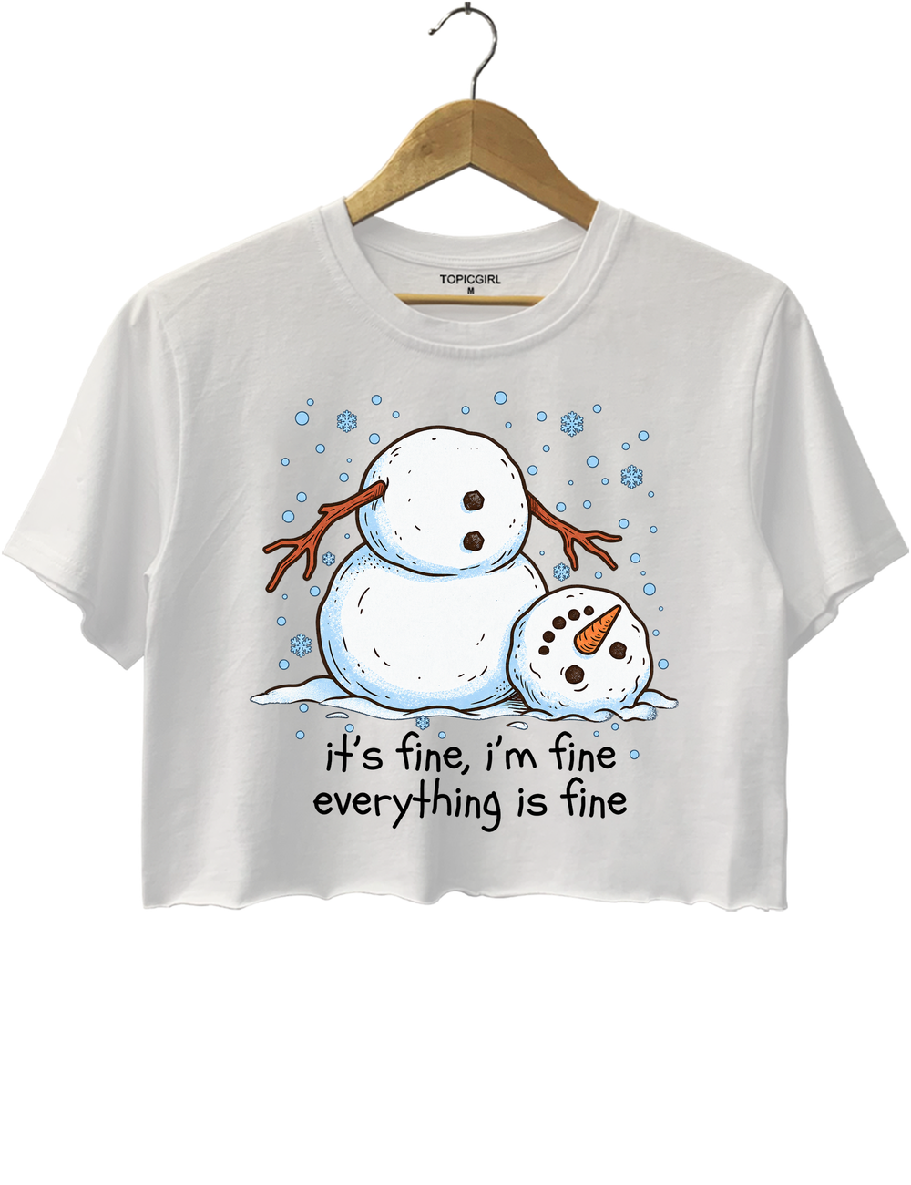 Meltdown Snowman Christmas Crop Top - White