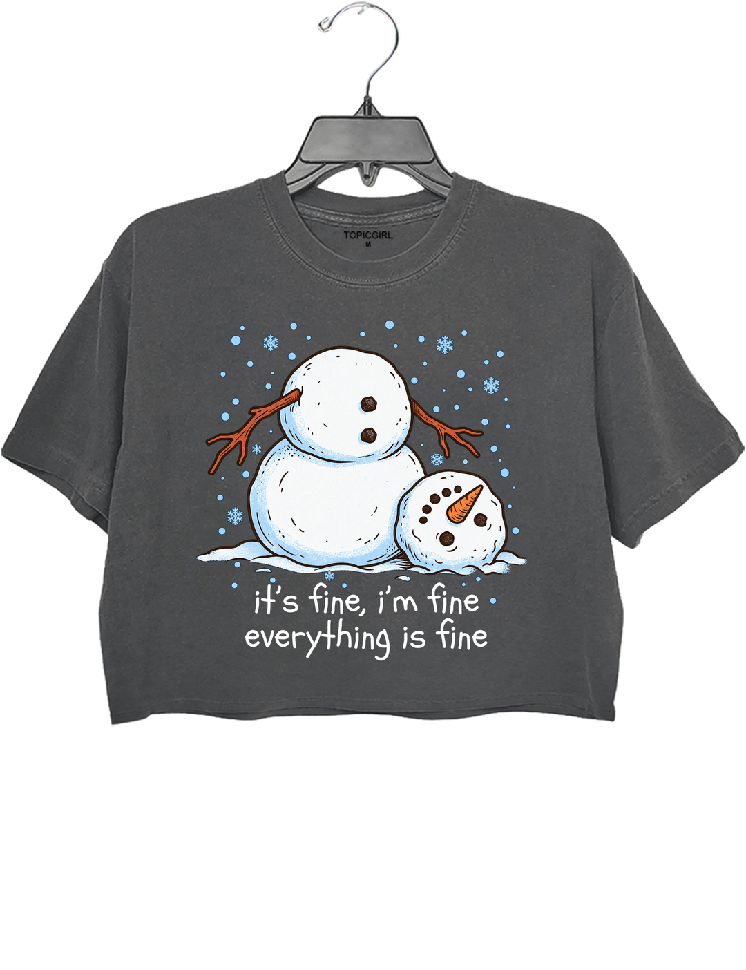 Meltdown Snowman Christmas Crop Top - Gray