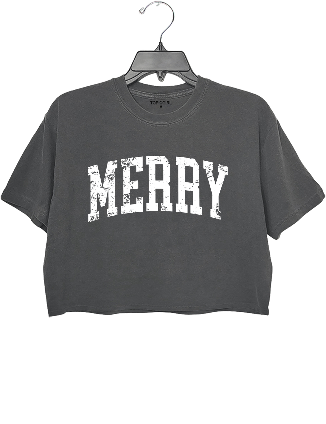 Retro Merry Crop Top - Gray