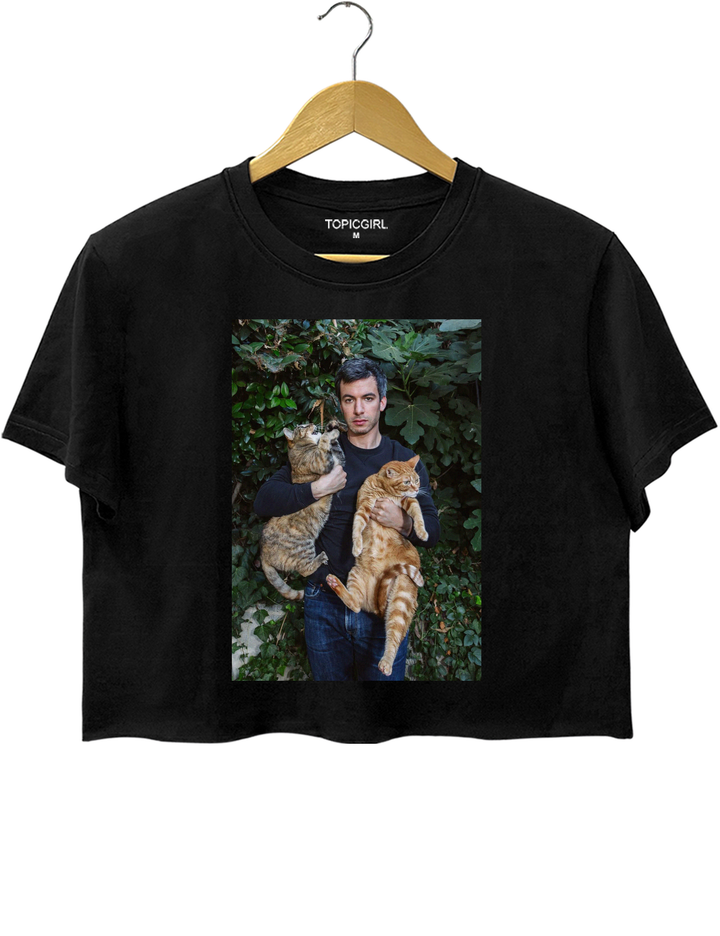 Nathan And His Kitties Crop Top - Black
