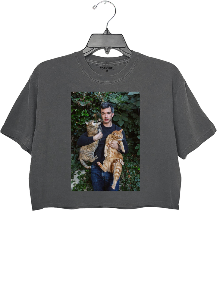 Nathan And His Kitties Crop Top - Gray