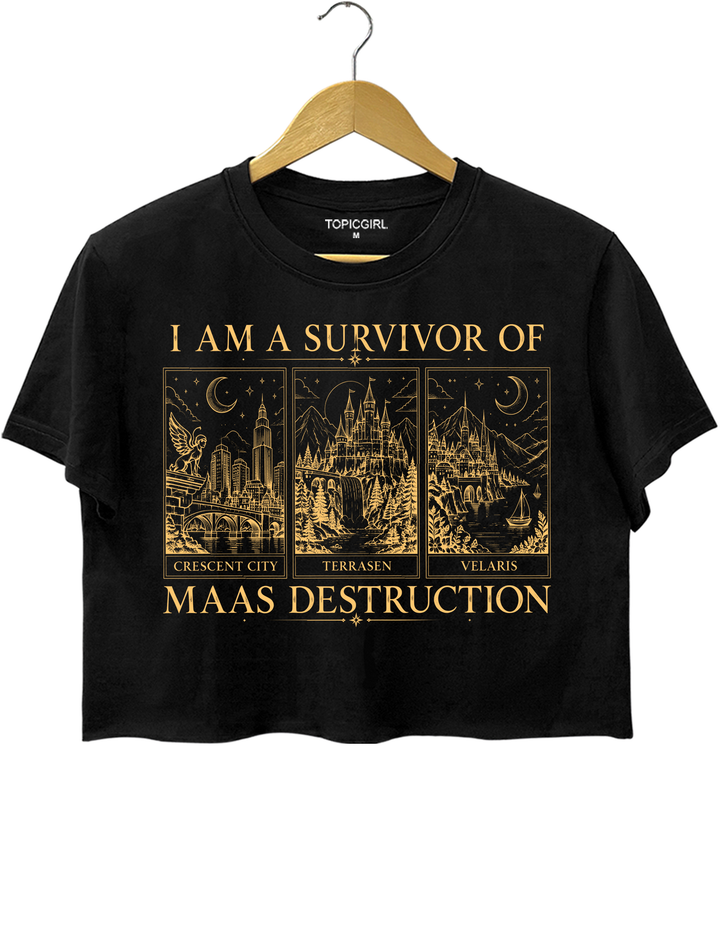 Survivor Of Maas Destruction Crop Top - Black