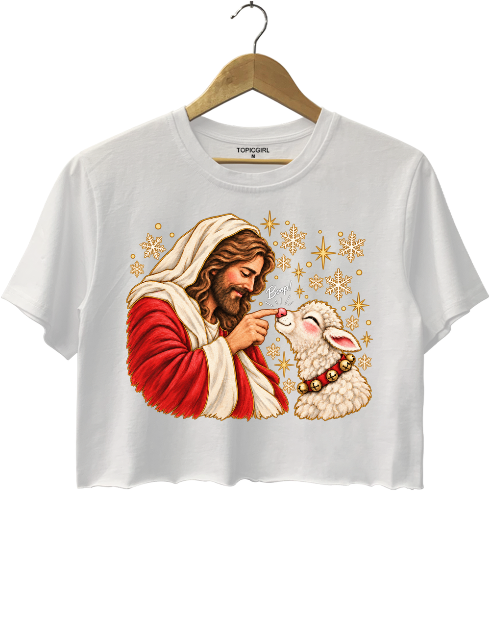 Jesus Boop Lamb Crop Top - White