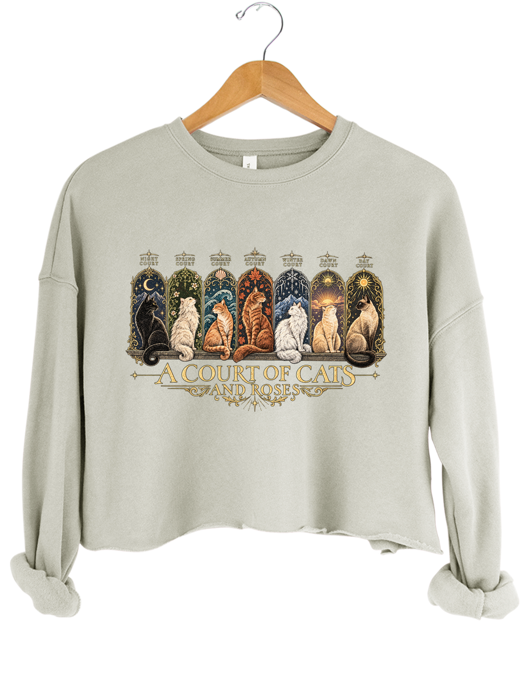 ACOTAR Inspired Cat Crop Sweatshirt - Gray