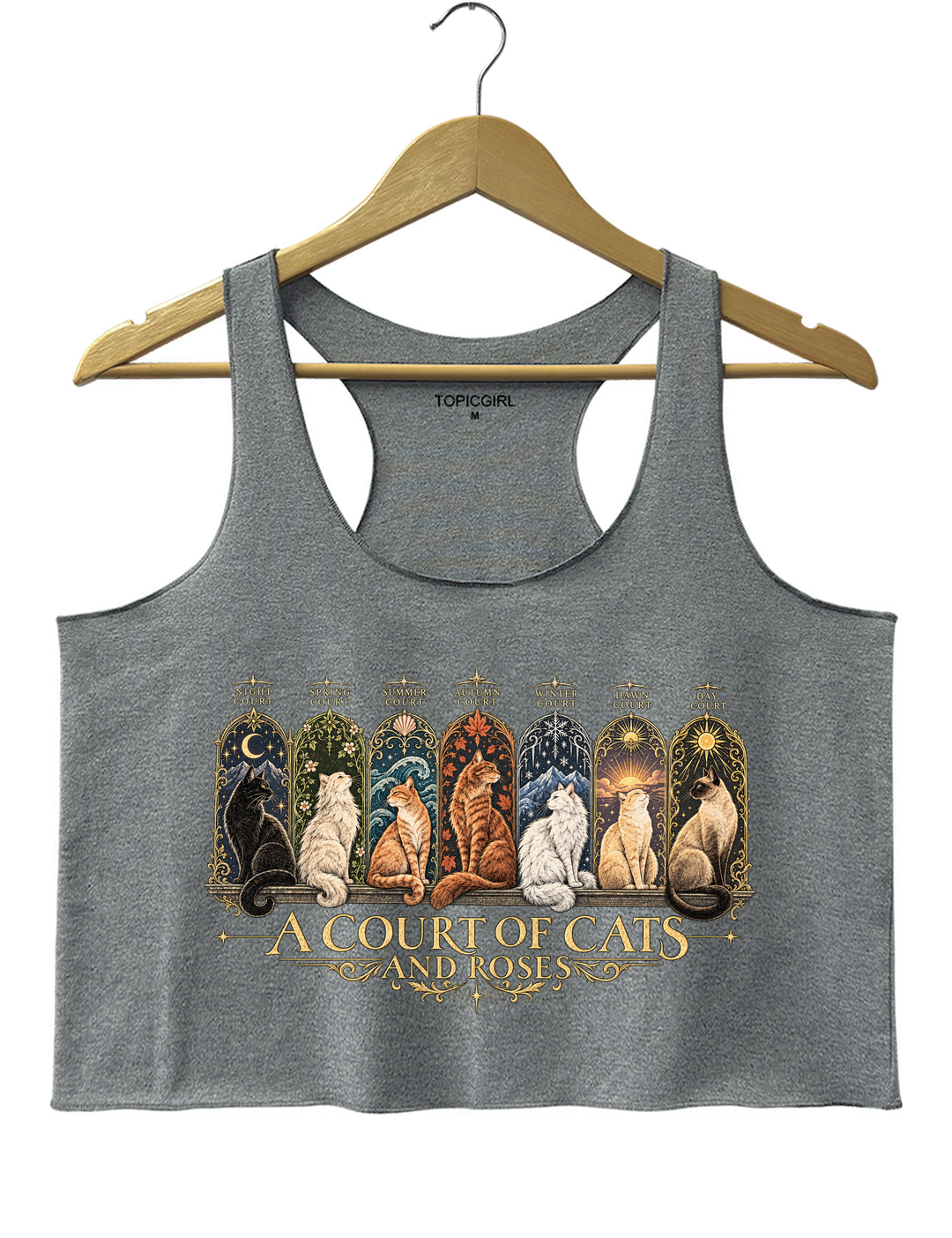 ACOTAR Inspired Cat Crop Tank Top - Gray
