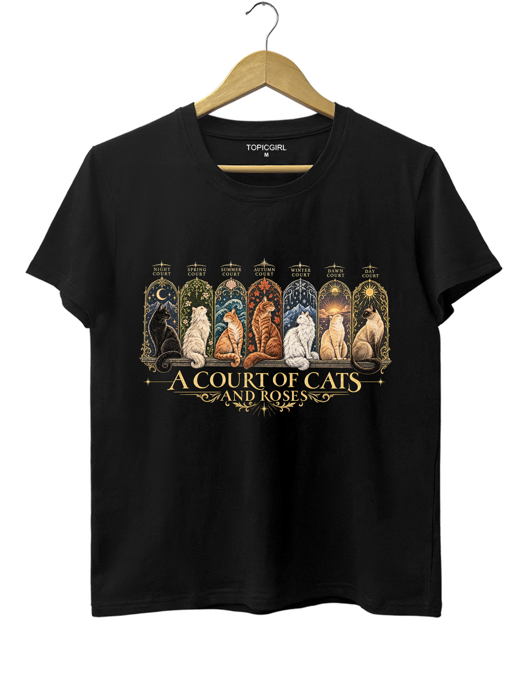 ACOTAR Inspired Cat Tee - Black