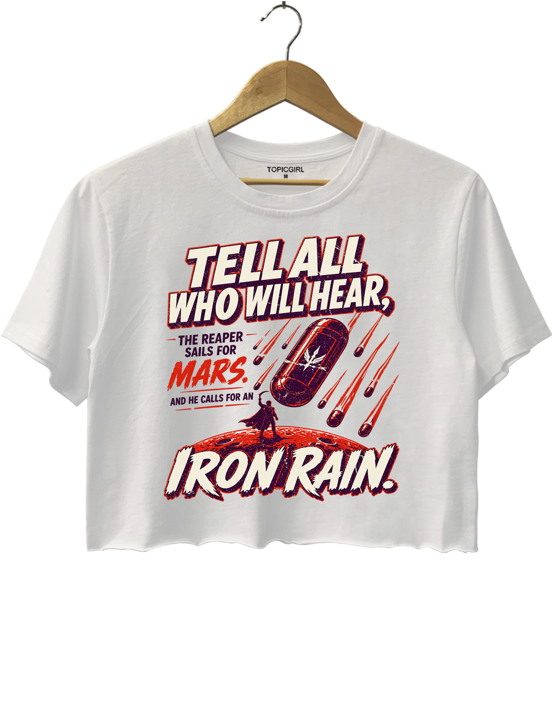 Red Rising IRON RAIN Crop Top - White
