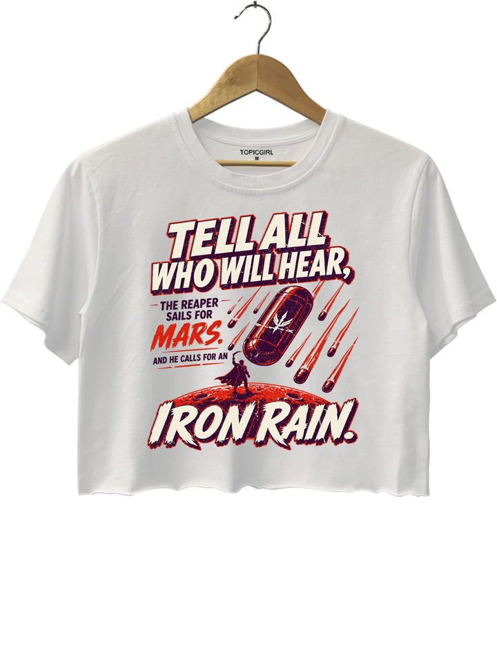 Red Rising IRON RAIN Crop Top - White