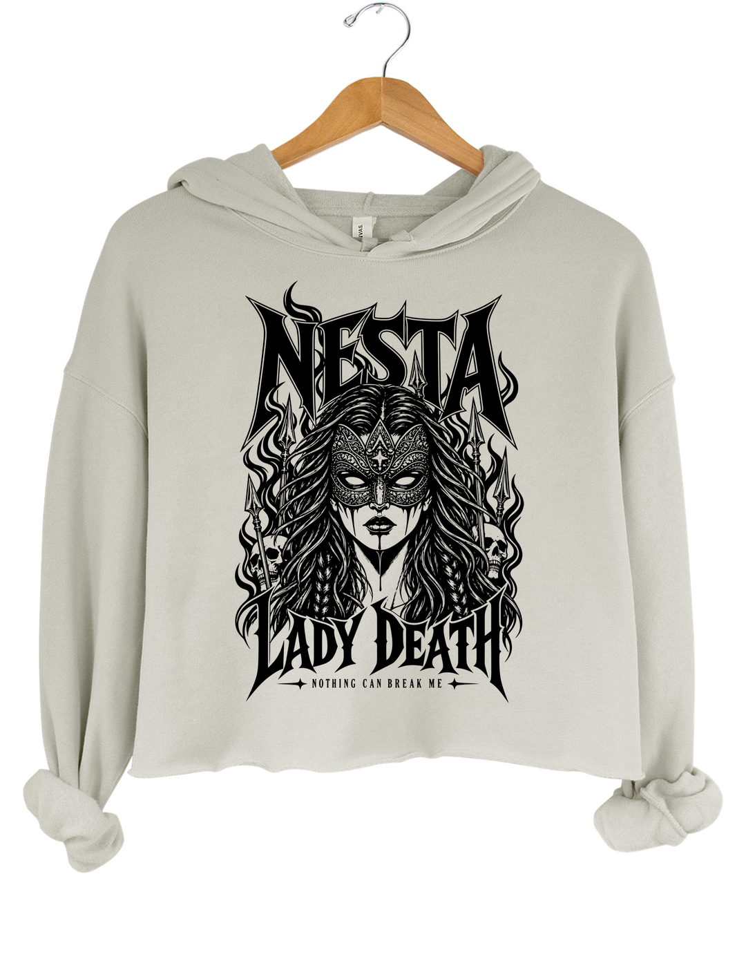 Nesta Archeron Valkyrie Acotar Crop Hoodie - Gray